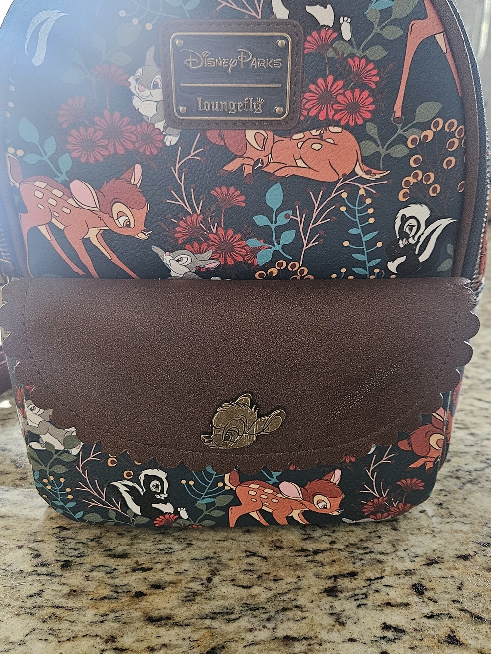 Loungefly Brown Bambi Floral Mini Backpack